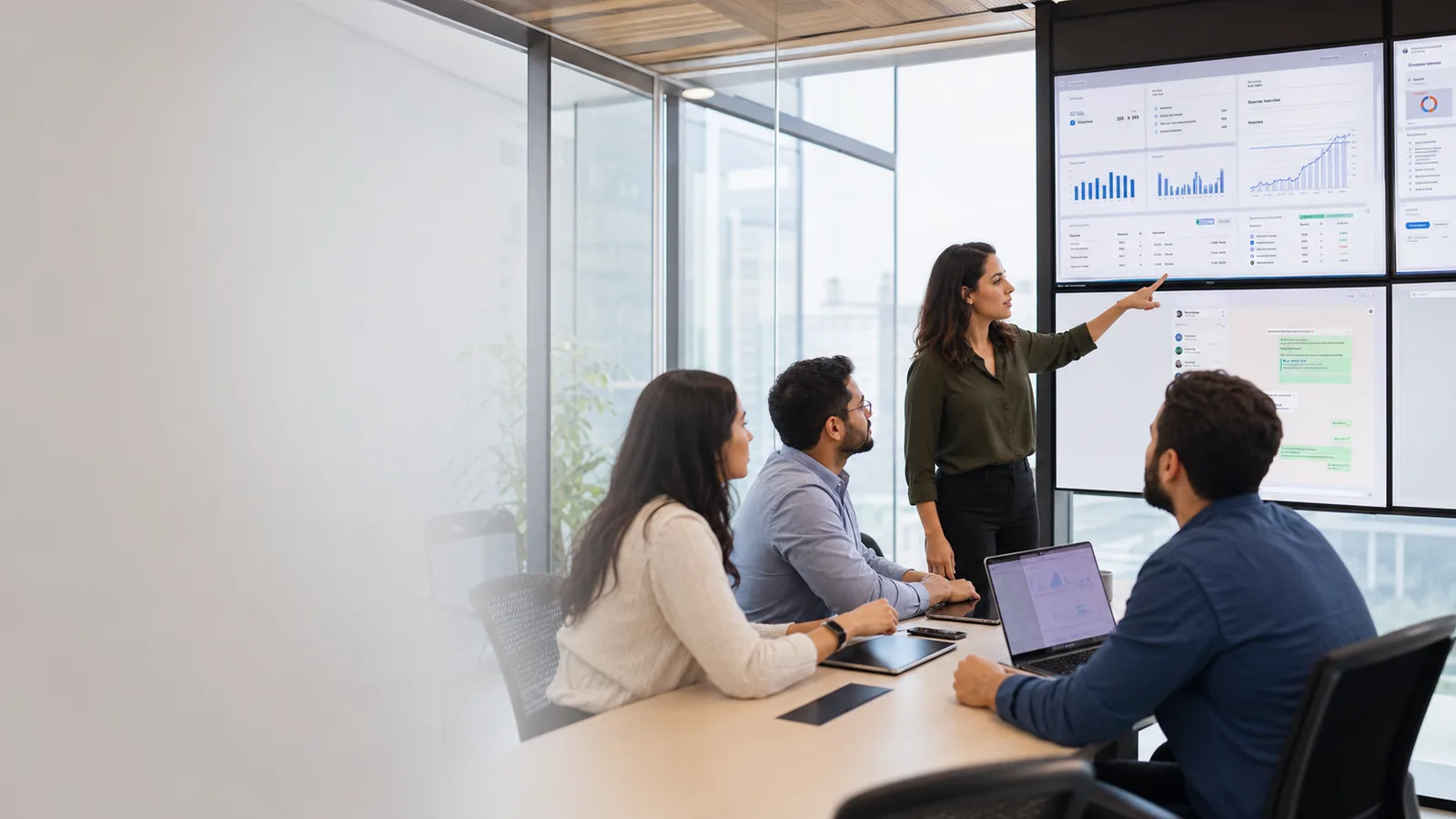Equipe analisando operação digital e crescimento comercial